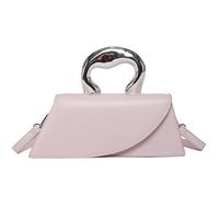 PU Leather Fashion Handbag Women Girls Solid Crossbody Bag Top Handle Bag (Pink)