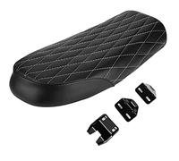 PU Leather Flat Vintage Motorcycle Seat Cushion, Universal Fit for CB X100 CG125, Non - Slip Saddle with High - Density Sponge for Cafe Racer and Retro (Black A)