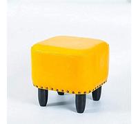 Pu Leather Footstool Footrest Foot Stool Pouffe Padded Square Seat Chair With 4 Legs Wooden High 11.81In,Red,Yellow