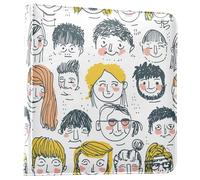 PU leather Funny Hand Drawn Faces Of Young People Bookshelf Photo Albums Holds 3x5-8x10 Photos Picture Albums Self Adhesive Pages 20 sheets