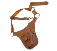 PU Leather Garden Tool Belt, 46.5 in / 118.1 cm Adjustable Waist, Multi-Pocket Brown Tool Pouch for Men & Women, Carpenter Electrician Belt
