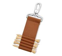 PU Leather Golf Tee - 5 Slot Ball Holder, Portable Stud Storage Pocket | On the Course Organizer Gear Men Women Golfers, Compact T-shirt T-shirt with Cli Attachment