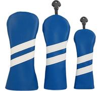 PU Leather Golfs Head Cover 3Pcs Driver Hybrids, Blue