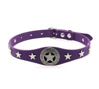 PU Leather Goth Adjustable Collar Alloy Five-Pointed Star Clavicle Chain Harajuku Neck with Dark Punk Accessories ((Collar) Purple)