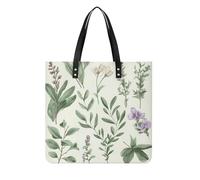 Pu Leather Green Flower Herb Sage Leaves And Branches Tote Bag Soft Shoulder Bags Top Handle Purses And Handbags Weekender Hobo for Women
