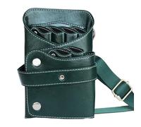 PU Leather Hair Stylist Shear Scissors Holder Pouch Case Detachable Barber Hair Cutting Organizer Professional Hairdressing Tool Pouch Bag with Waist Shoulder Belt (Dark Green)