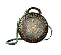 Pu Leather Handbags Fashion Real Clock Shoulder Bag Evening Crossbody Bags,Retro Vintage Steampunk Female Messenger Bags, C, 12x5x14.6in, Vintage