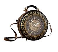 Pu Leather Handbags Fashion Real Clock Shoulder Bag Evening Crossbody Bags,Retro Vintage Steampunk Female Messenger Bags, A, 12x5x14.6in