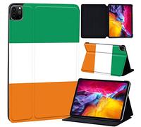 PU Leather + hard shell Ultra slim lightweight Folio Flip Tablet Stand Smart Cover Case Fit iPad Air 4 10.9" (2020) / iPad Pro 11" (2018 2020 2021) (Irish flag)