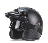 Pu Leather Helmets Motorcycle Chopper Bike Helmet Open Face Vintage Motorcycle Helmet Goggle Mask Full Face Helmet Motorbike