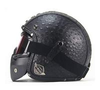Pu Leather Helmets Motorcycle Chopper Bike Helmet Open Face Vintage Motorcycle Helmet Goggle Mask Full Face Helmet Motorbike