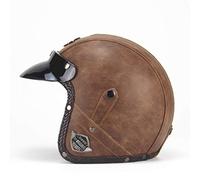 Pu Leather Helmets Motorcycle Chopper Bike Helmet Open Face Vintage Motorcycle Helmet Goggle Mask Full Face Helmet Motorbike
