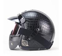 Pu Leather Helmets Motorcycle Chopper Bike Helmet Open Face Vintage Motorcycle Helmet Goggle Mask Full Face Helmet Motorbike