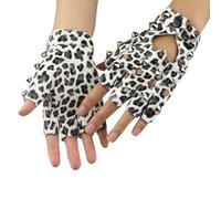 PU Leather Hip-Pop Motor Fingerless Rivet Gloves Personality Gothic Half-palm Gloves for Cosplay(Leopard Print)