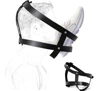PU Leather Hood Bondage Head Mask Face Harness, Fetish Mask & BDSM Hood Strap BDSM Restraint, Adjustable Wear for Gay Adults, Full Face Masks Strap for Men