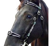 PU Leather Horses Bridle Halters Comfortable Protecting Horse Skin Head Curtain Metal Buckle Adjustable Rein Harness(Black)