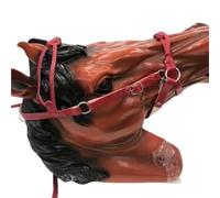 PU Leather Horses Bridle Halters Comfortable Protecting Horse Skin Head Curtain Metal Buckle Adjustable Rein Harness(Red)