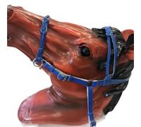 PU Leather Horses Bridle Halters Comfortable Protecting Horse Skin Head Curtain Metal Buckle Adjustable Rein Harness(Blue)