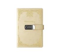 PU Leather Journal Notebook with Lock A5 100Sheets Hard Cover Diary Writing Pads Line Paper Retro Personal Students for Organize, Note Take(Yellow)