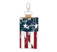 PU Leather Key Holder Case - Zippered Key Organizer Wallet with 8 Hooks for Keys, Cash & Card - Gift for Men Women, The flag of the United States, normal, Leisure