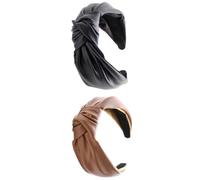 Pu Leather Knot Headband 2pcs Practical Hairband Set