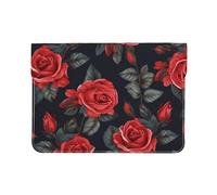 Pu Leather Laptop Sleeve Bag 13 Inch Waterproof Shock Resistant Notebook Carrying Case Beautiful Red Rose Flowers Lightweight Computer Skin Bag