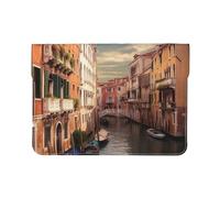 Pu Leather Laptop Sleeve Bag 13 Inch Waterproof Shock Resistant Notebook Carrying Case Beautiful Venice Canal View Lightweight Computer Skin Bag