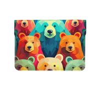 Pu Leather Laptop Sleeve Bag 13 Inch Waterproof Shock Resistant Notebook Carrying Case Colorful Bears Lightweight Computer Skin Bag