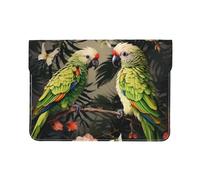 Pu Leather Laptop Sleeve Bag 13 Inch Waterproof Shock Resistant Notebook Carrying Case Couple Parrots Olive Lightweight Computer Skin Bag