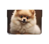 Pu Leather Laptop Sleeve Bag 13 Inch Waterproof Shock Resistant Notebook Carrying Case Cute Pomeranian Dog Lightweight Computer Skin Bag