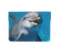 Pu Leather Laptop Sleeve Bag 13 Inch Waterproof Shock Resistant Notebook Carrying Case Dolphin with A Smile Lightweight Computer Skin Bag