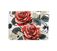 Pu Leather Laptop Sleeve Bag 13 Inch Waterproof Shock Resistant Notebook Carrying Case Floral Rose Ivy with Leaves Spring Lightweight Computer Skin Bag