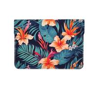 Pu Leather Laptop Sleeve Bag 13 Inch Waterproof Shock Resistant Notebook Carrying Case Hawaii Tropical Flower Lightweight Computer Skin Bag