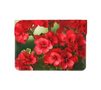 Pu Leather Laptop Sleeve Bag 13 Inch Waterproof Shock Resistant Notebook Carrying Case Red Geraniums Lightweight Computer Skin Bag
