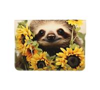 Pu Leather Laptop Sleeve Bag 13 Inch Waterproof Shock Resistant Notebook Carrying Case Sloth Sunflower Lightweight Computer Skin Bag