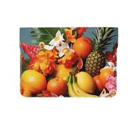Pu Leather Laptop Sleeve Bag 13 Inch Waterproof Shock Resistant Notebook Carrying Case Tropical Fruits and Flowers Lightweight Computer Skin Bag