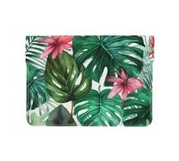 Pu Leather Laptop Sleeve Bag 13 Inch Waterproof Shock Resistant Notebook Carrying Case Tropical Leaves Lightweight Computer Skin Bag
