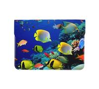 Pu Leather Laptop Sleeve Bag 13 Inch Waterproof Shock Resistant Notebook Carrying Case Tropical Ocean Sea Fish Lightweight Computer Skin Bag