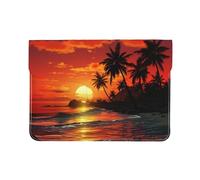 Pu Leather Laptop Sleeve Bag 13 Inch Waterproof Shock Resistant Notebook Carrying Case Tropical Sunset Lightweight Computer Skin Bag