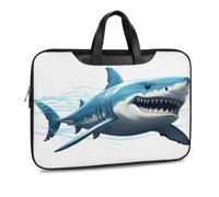 PU Leather Laptop Tote Bag, Large Capacity Waterproof Computer Bag | Blue Shark Work Briefcase Handbag with Shouder Strap, Travel Leather Purse Office Gift for Women Man