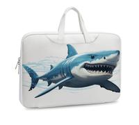 PU Leather Laptop Tote Bag, Large Capacity Waterproof Computer Bag | Blue Shark Work Briefcase Handbag with Shouder Strap, Travel Leather Purse Office Gift for Women Man