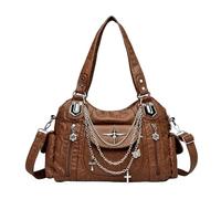 PU Leather Large Capacity Crossbody Bag Y2k Messenger Bag with Adjustable Strap for Women Ladies Work Shopping Travel Daily Use (Caramel color) (Style 1)