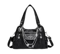 PU Leather Large Capacity Crossbody Bag Y2k Messenger Bag with Adjustable Strap for Women Ladies Work Shopping Travel Daily Use (Black) (Style 4)