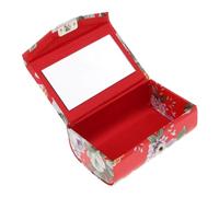 PU Leather Lipstick Case Holder Box Carry Bag with Mirror & Snap-On Closure(Red)