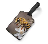 PU Leather Luggage Tags for Suitcase - Bee and Flower Bag Tag with Name ID Card Suitcase Tags for Women Men, Travel Essentials Colorful Luggage Identifiers for Backpack Gym Bag