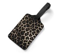 PU Leather Luggage Tags for Suitcase - Black Leopard Print Bag Tag with Name ID Card Suitcase Tags for Women Men, Travel Essentials Colorful Luggage Identifiers for Backpack Gym Bag