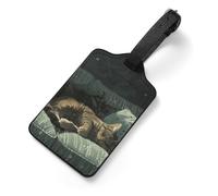 PU Leather Luggage Tags for Suitcase - Cat Lying on The Sofa Bag Tag with Name ID Card Suitcase Tags for Women Men, Travel Essentials Colorful Luggage Identifiers for Backpack Gym Bag