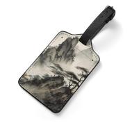 PU Leather Luggage Tags for Suitcase - Chinese Landscape Painting Bag Tag with Name ID Card Suitcase Tags for Women Men, Travel Essentials Colorful Luggage Identifiers for Backpack Gym Bag