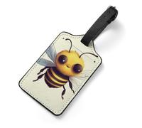 PU Leather Luggage Tags for Suitcase - Cute Bee Bag Tag with Name ID Card Suitcase Tags for Women Men, Travel Essentials Colorful Luggage Identifiers for Backpack Gym Bag
