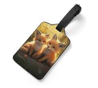 PU Leather Luggage Tags for Suitcase - Cute Foxes Bag Tag with Name ID Card Suitcase Tags for Women Men, Travel Essentials Colorful Luggage Identifiers for Backpack Gym Bag